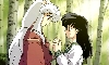 Kagome puts the locket on Inu Yasha