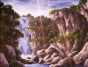 waterfall in afternoon light